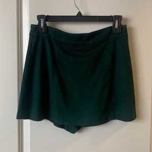 Green velvet skort